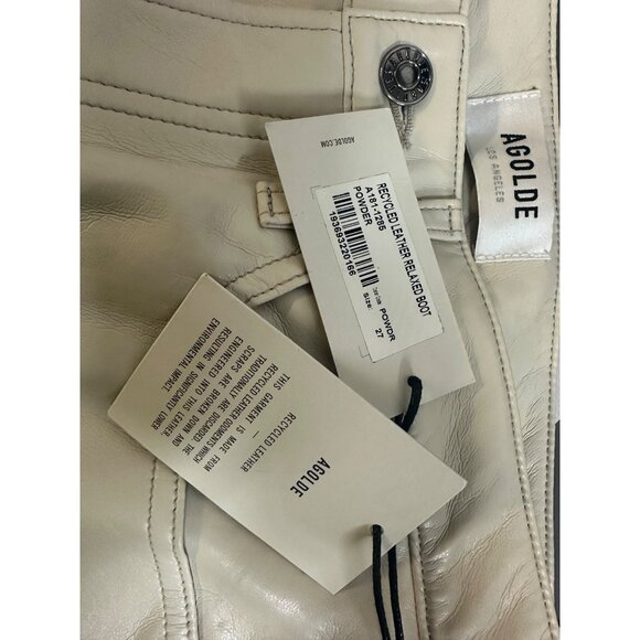 Agolde Women's Recycled Leather Relaxed Boot Pant in powder Sz 27 - NWT - Picture 14 of 14